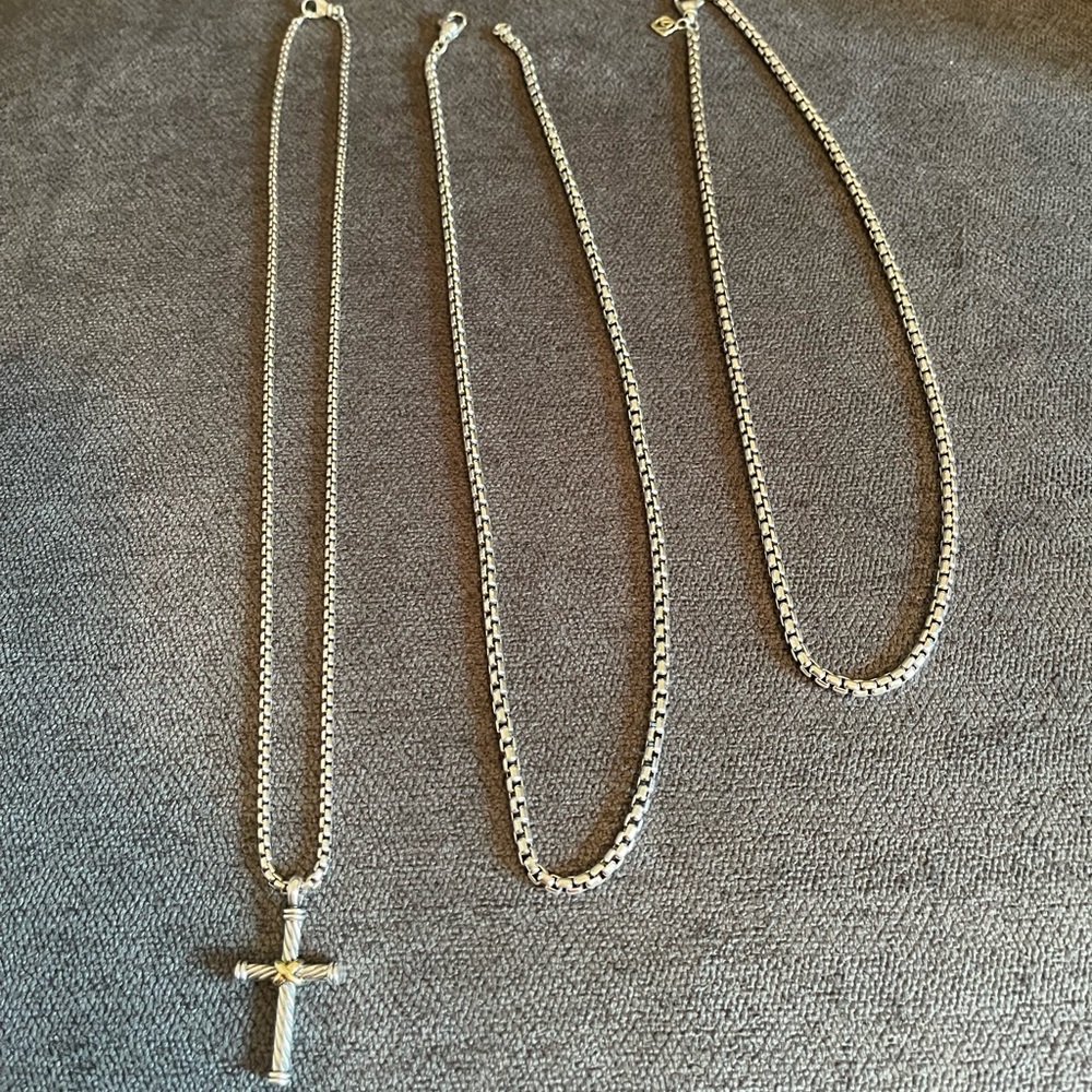 Three authentic David Yurman’s chains and Cross! Selling all three together!!!